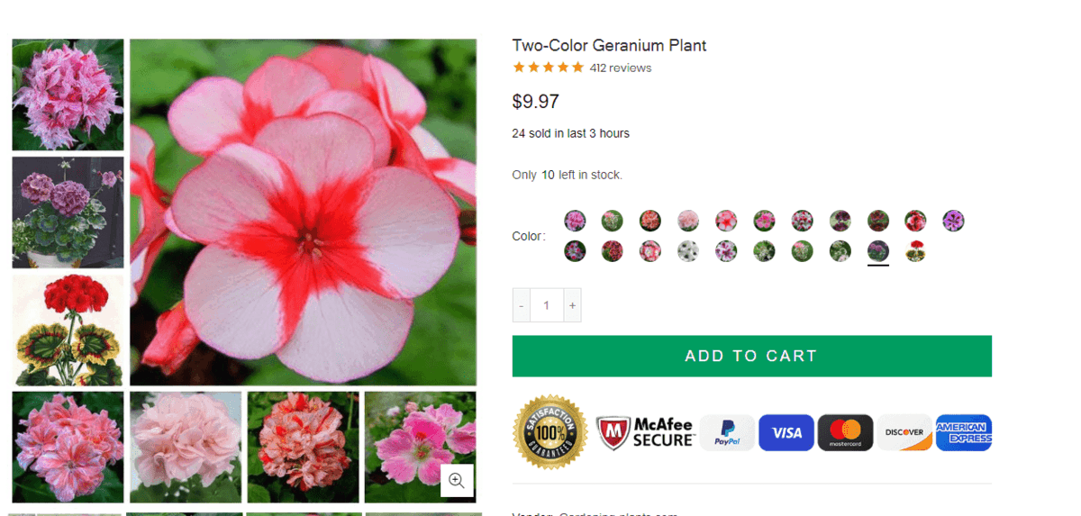 Gardening-Plants website product page