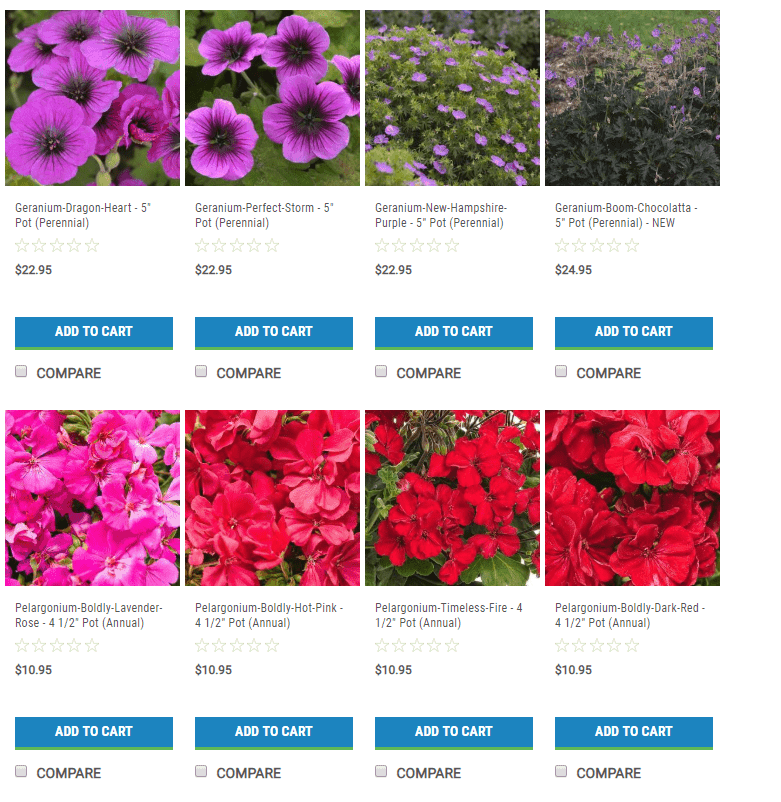 Nursery Stock website product page