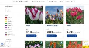 Fluwel website product page for tulip bulbs
