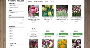 Grow Organic website product page for tulip bulbs