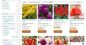 High Country Gardens website product page for tulip bulbs