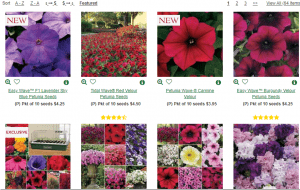 Park Seeds website product page for Petunia Seeds