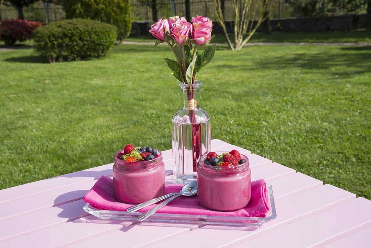 Pink magnolia rose ice cream dessert