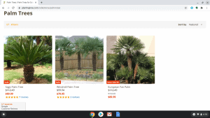 Planting Tree page showing palm trees for sale
