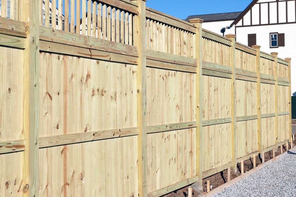 Wood fence in a housing subdivision