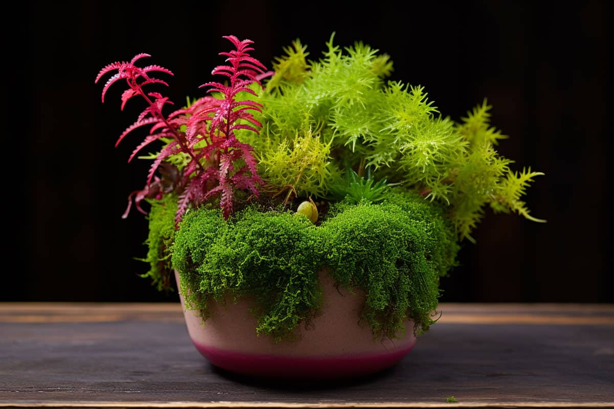 Gorgeous combination of moss and other plants