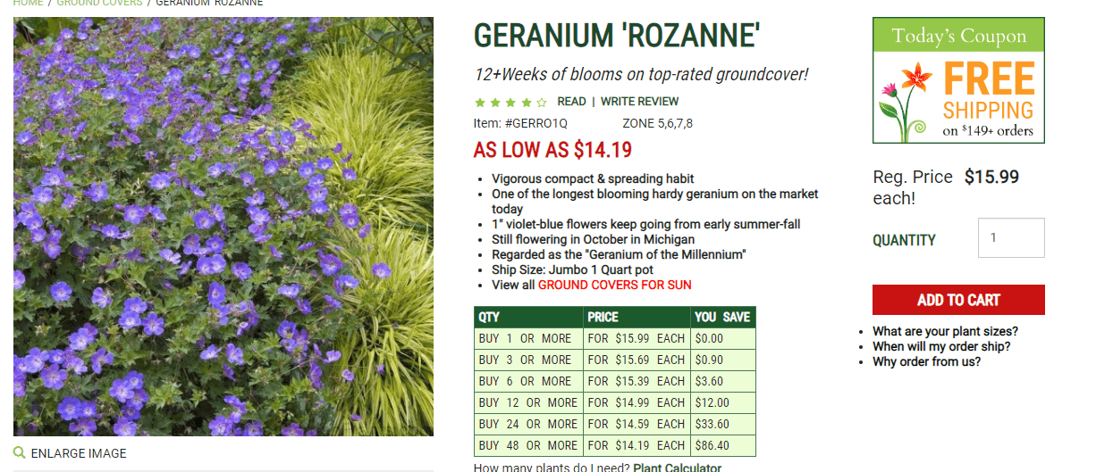 Great Garden Plants website product page