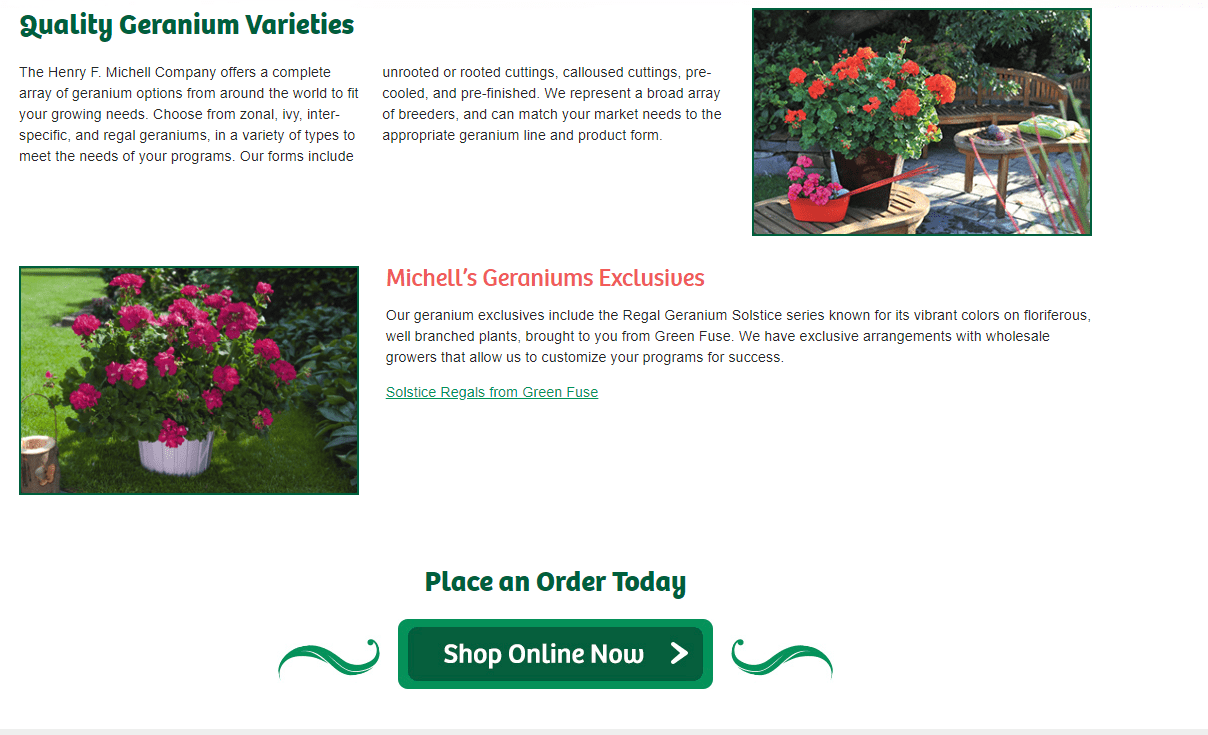 Michell’s website product page