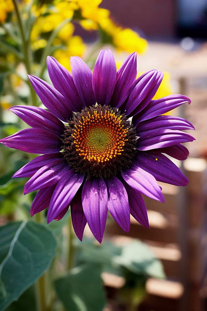 Purple leaves of a purple sunflower