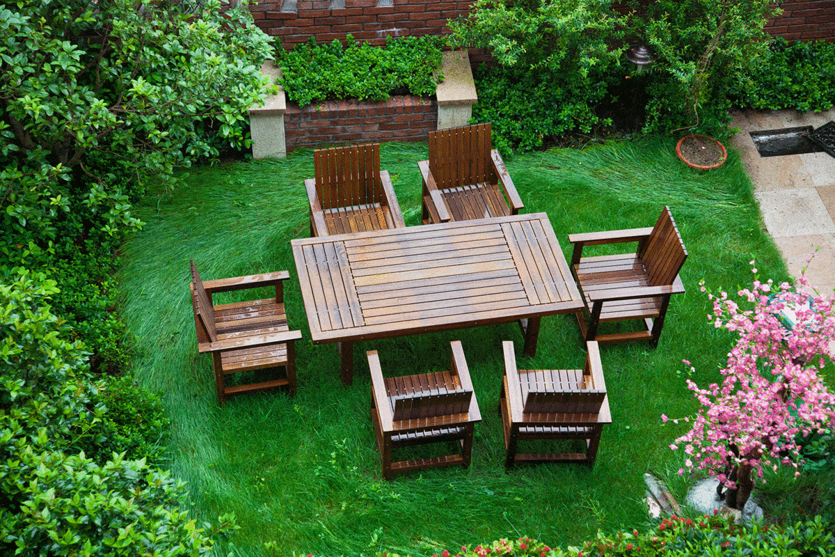 Backyard wooden patio furniture