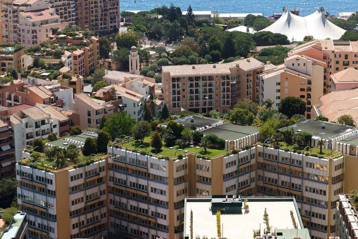Monaco building roof garden overlooking the majestic ocean