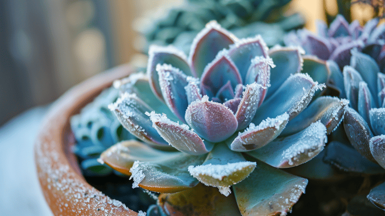 Frost on echeveria