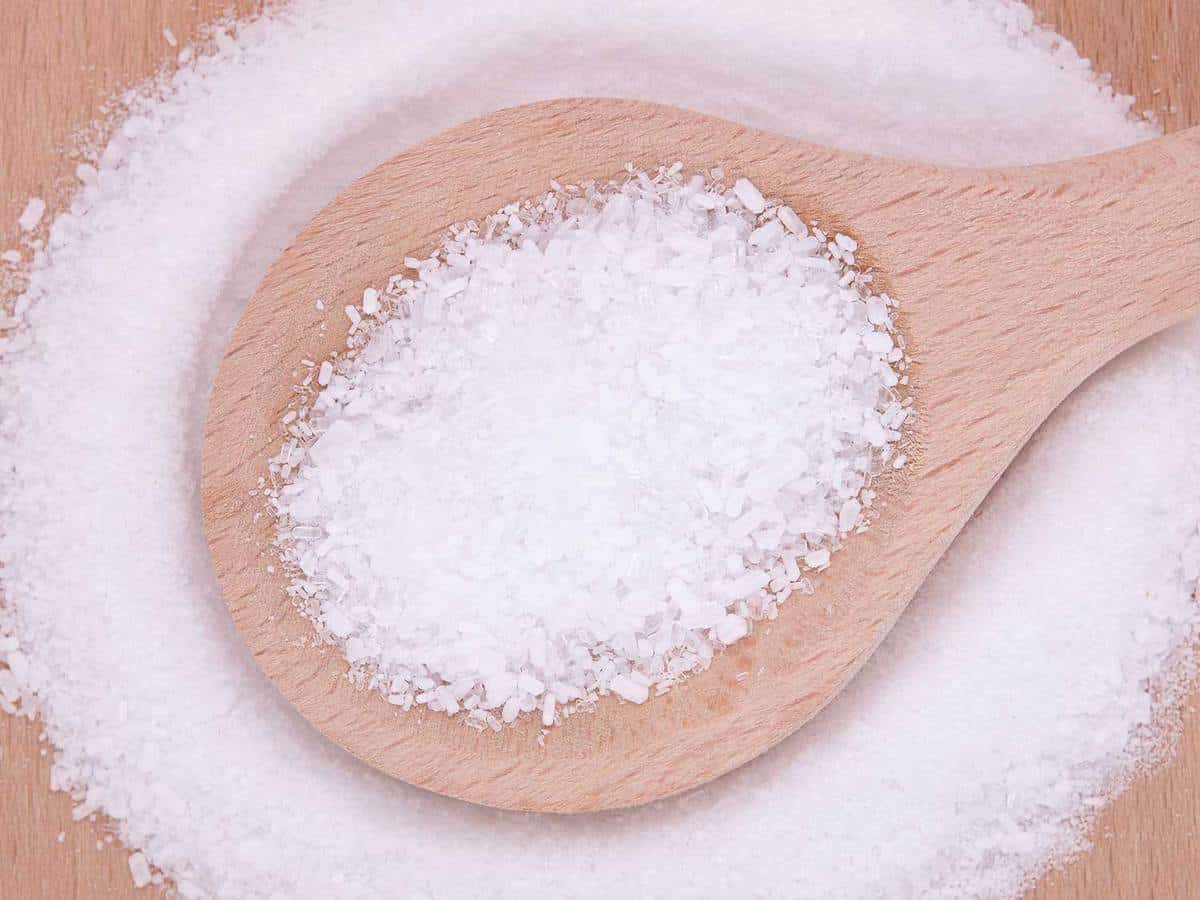 Magnesium salt in wooden spoon