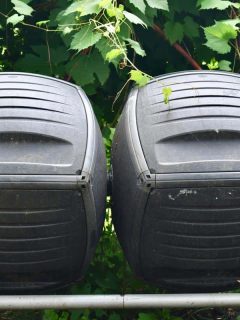 Double tumbling compost bins in the backyard, 6 Best Compost Starters For Your Tumbler