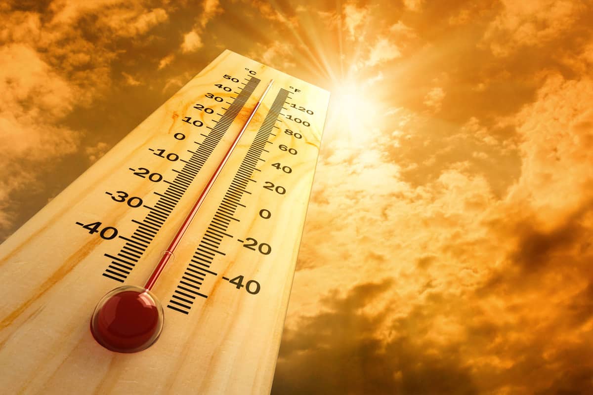 A thermometer measuring heat