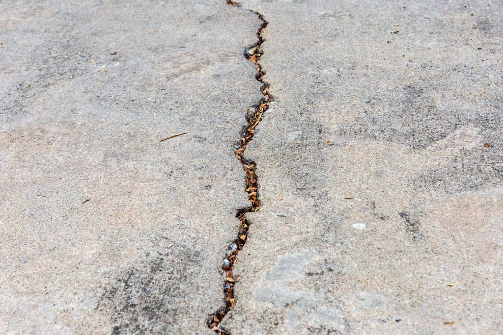 Cracked concrete road