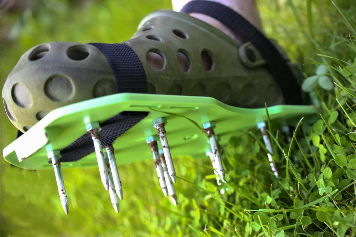 GARDEN LAWN AERATOR HEAVY DUTY SPIKED STRAP ON SHOES HELPS ROOTS REDUCE MOSS 
