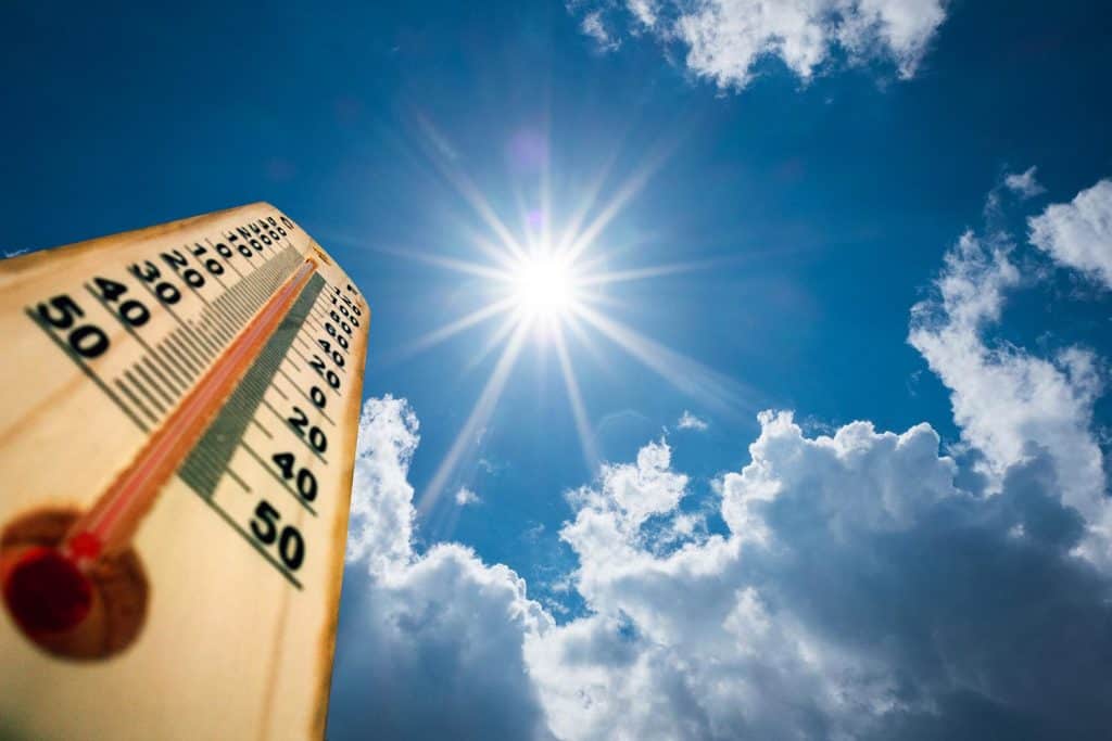 High summer temperatures with thermometer