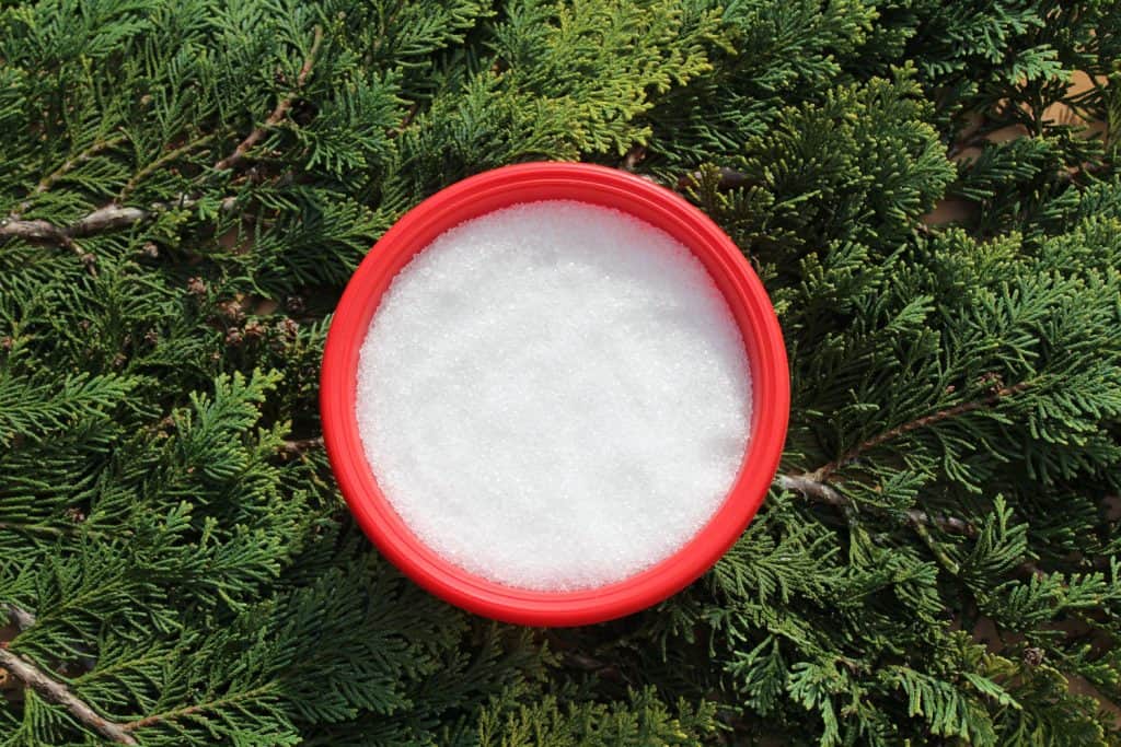 Epsom salt in a red bucket