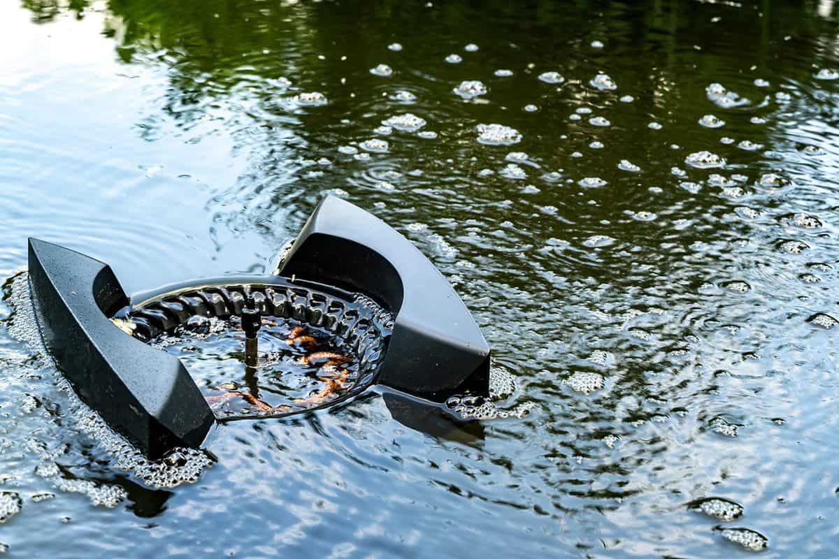 Skimmer floats on surface of water and collects leaves, dirt and other foreign objects from surface