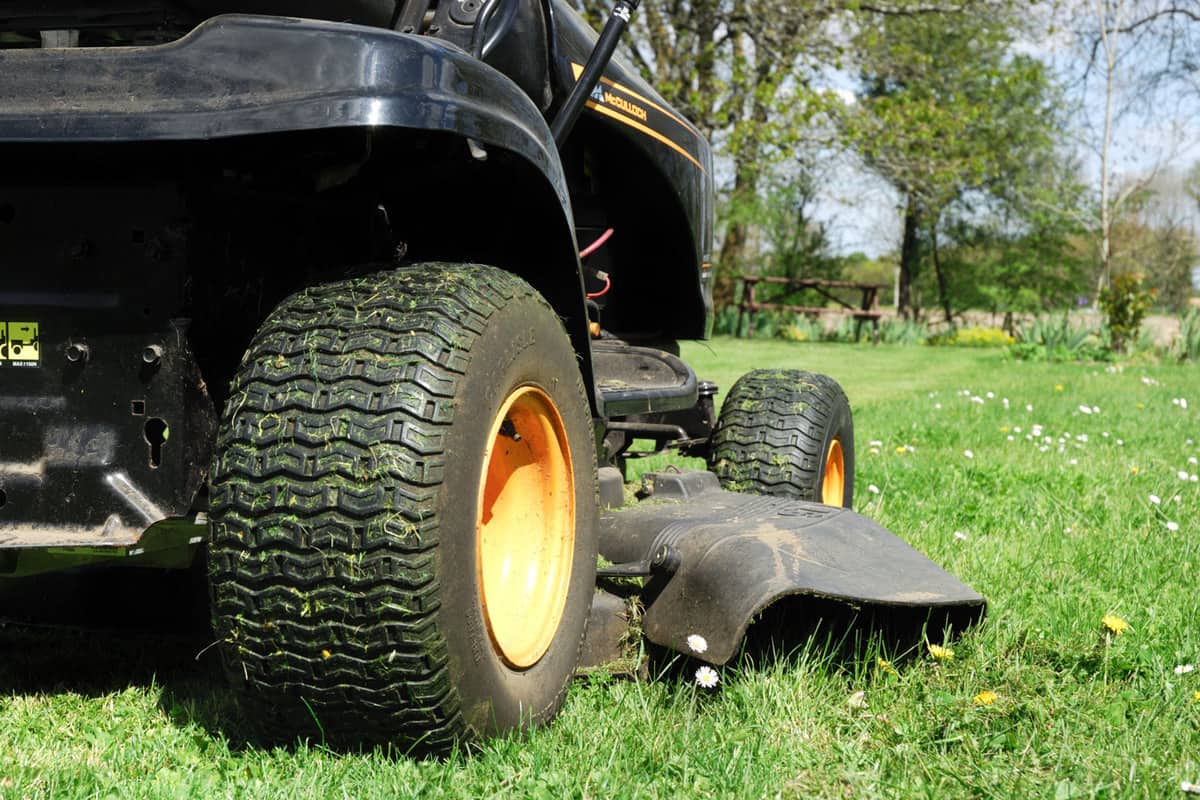 A tire of a lawn mower wheel