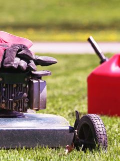 Lawn Mower, Gardening Gloves and Gasoline Can Container - Where To Get Gas For Your Lawn Mower [And How To Fill Its Tank]