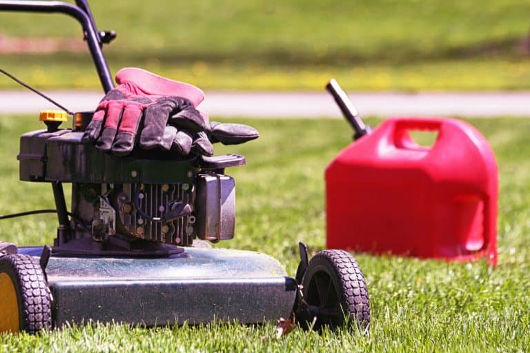 Lawn Mower, Gardening Gloves and Gasoline Can Container - Where To Get Gas For Your Lawn Mower [And How To Fill Its Tank]