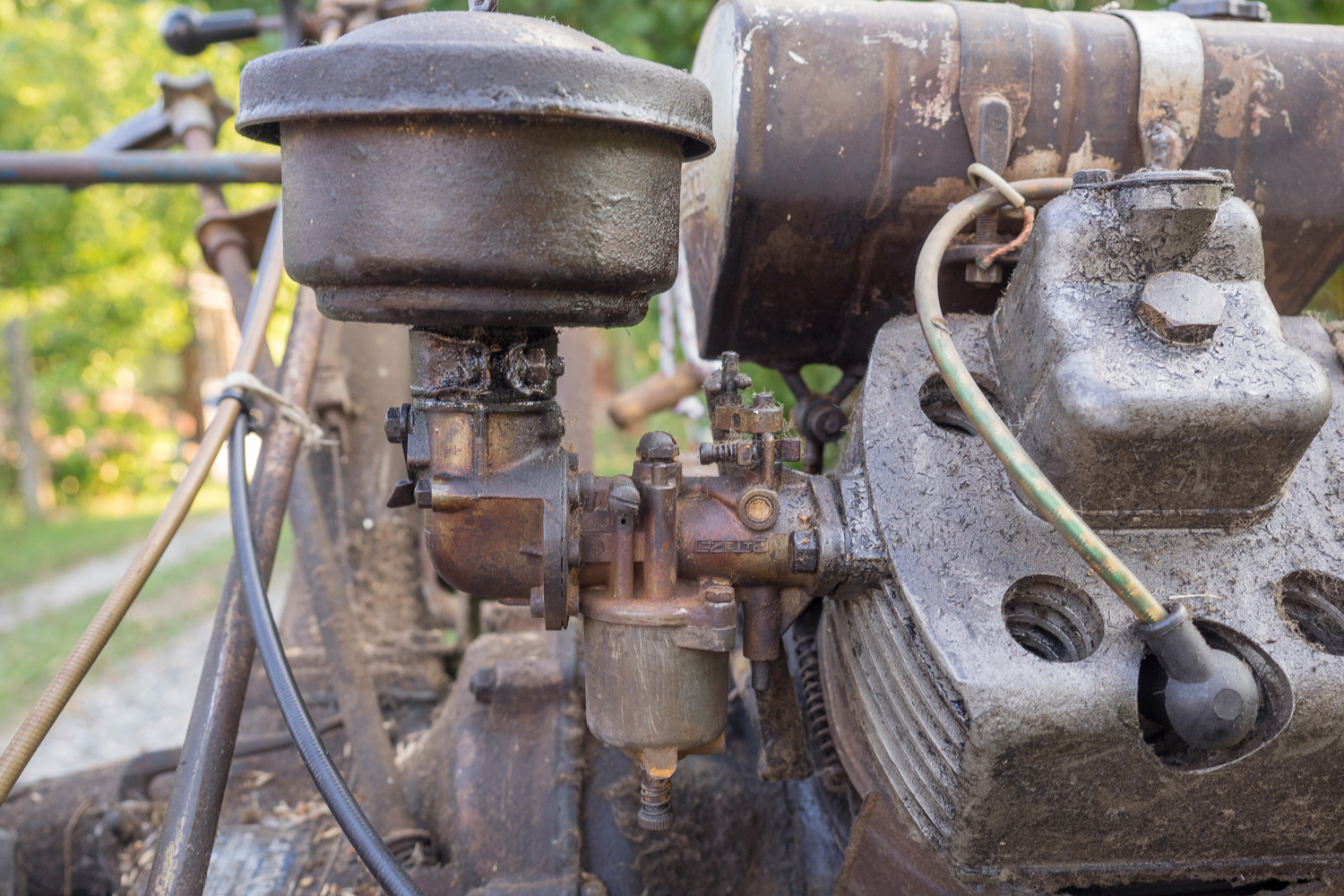 Detail of Guidetti Condor engine on a vintage BCS 622 lawn mower