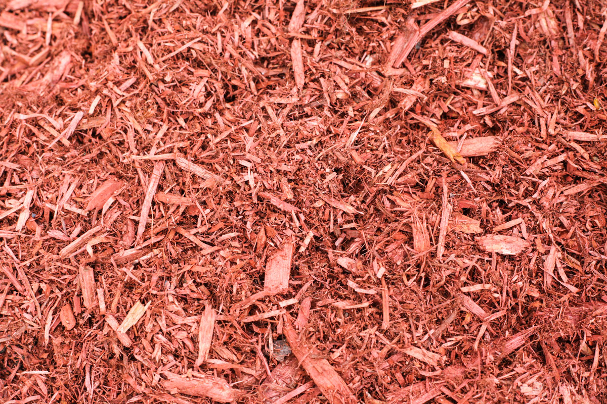 Top photo of red cedar mulch