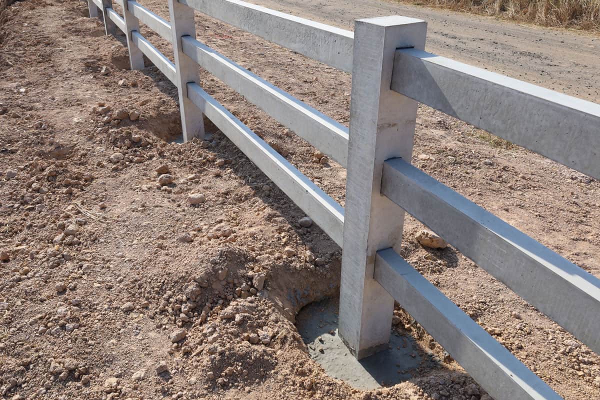 A small concrete fence for a ranch