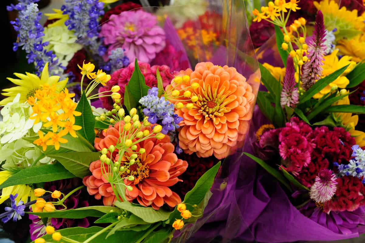 Fresh Colorful Variety Flowers displayed at a flower store