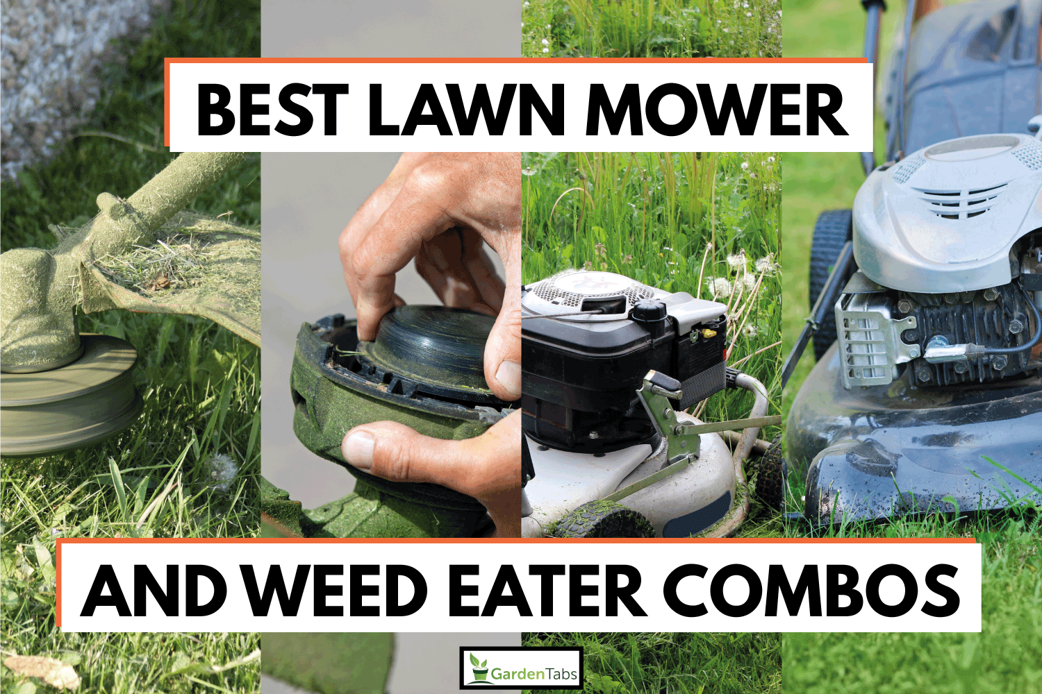 weed eater in action. bump feed line refill of weed eater. lawn mower near dandelions. lawn mower in action. 5 Best Lawn Mower and Weed Eater Combos