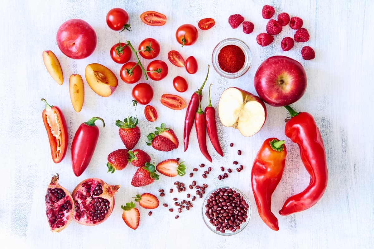 Collection of fresh red toned vegetables and fruits - Which Trees Have Red Fruit