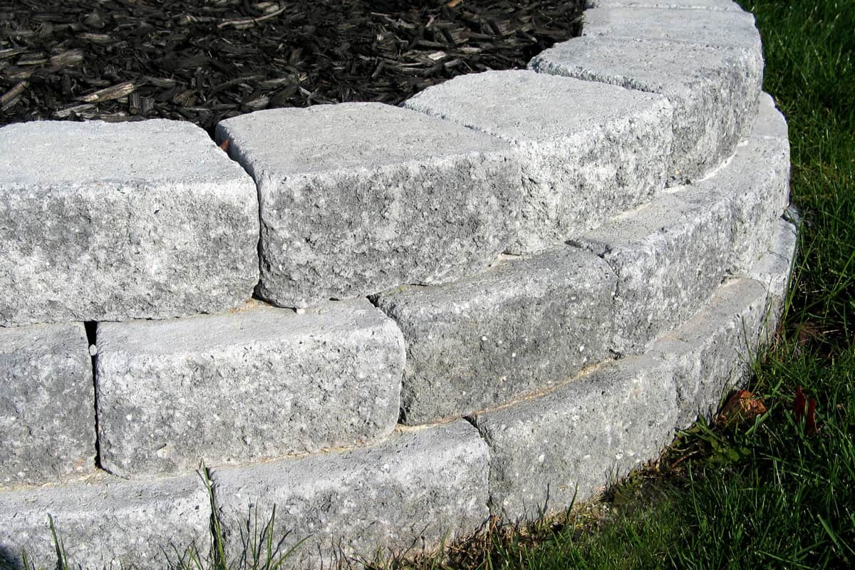 White brick retaining brick wall