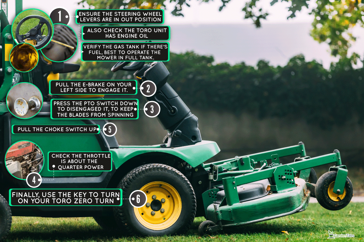 Tractor mower on the lawn yard, How To Turn On Toro Zero Turn?