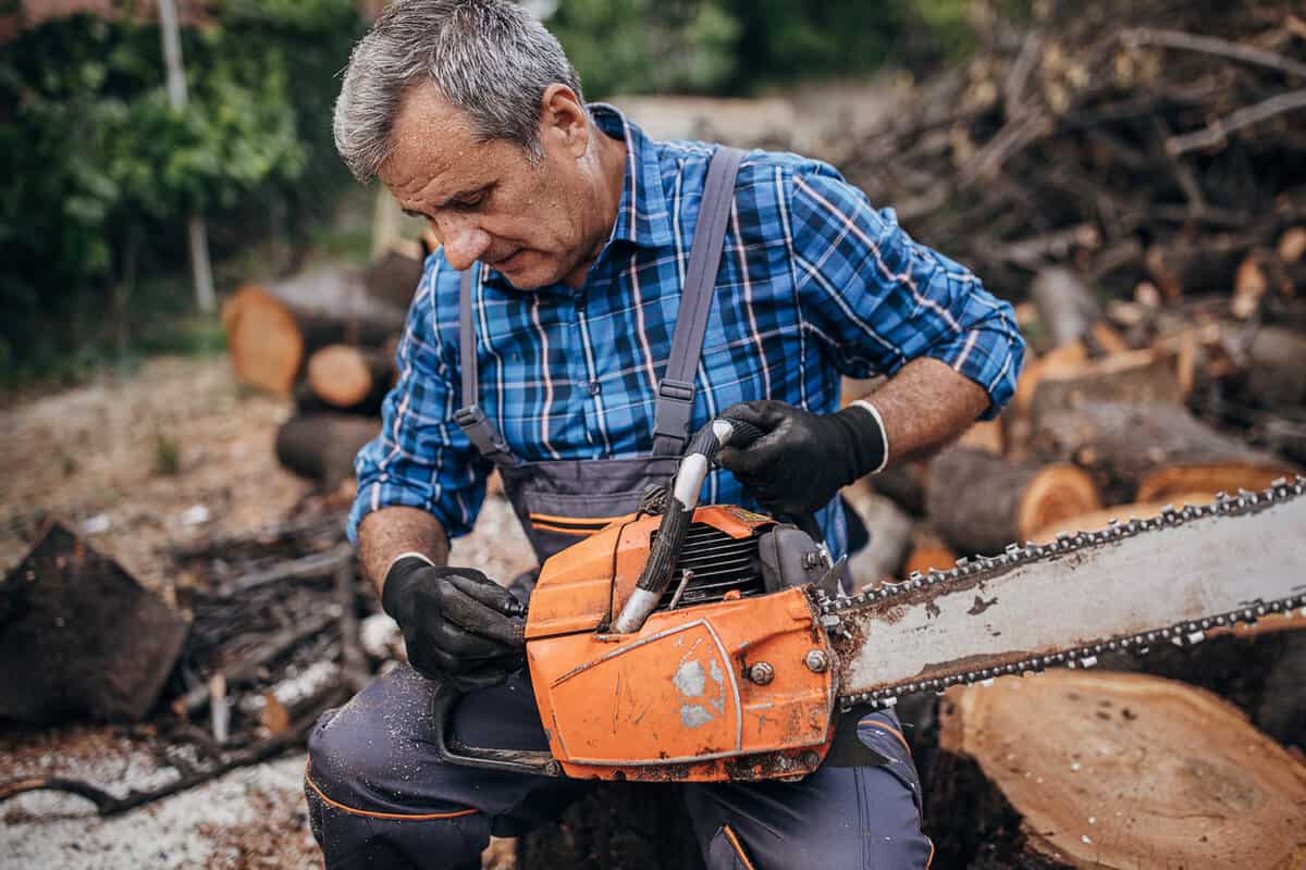 A man with a chainsaw