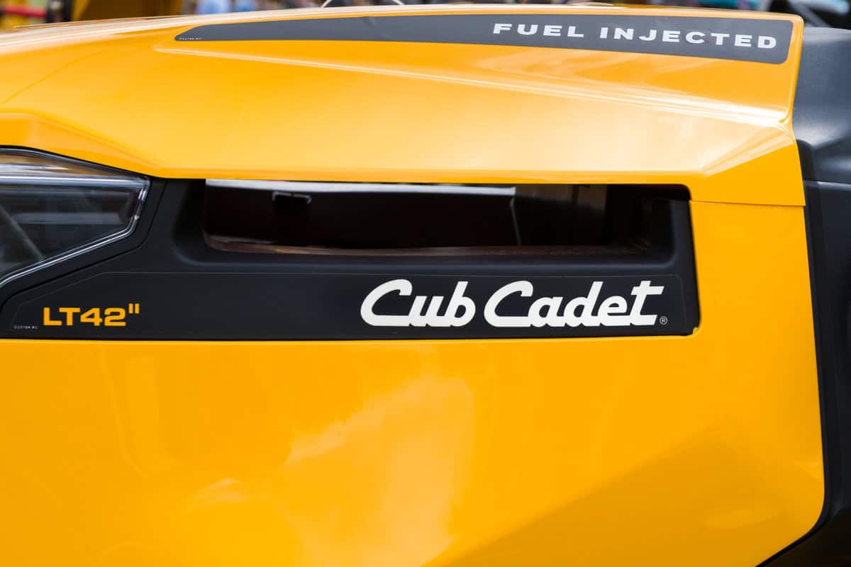 Cub Cadet riding lawn mower trademark and logo. Cub Cadet produces outdoor power equipment and services.