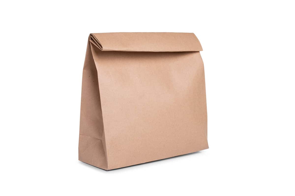 Cardboard bag isolated on white background