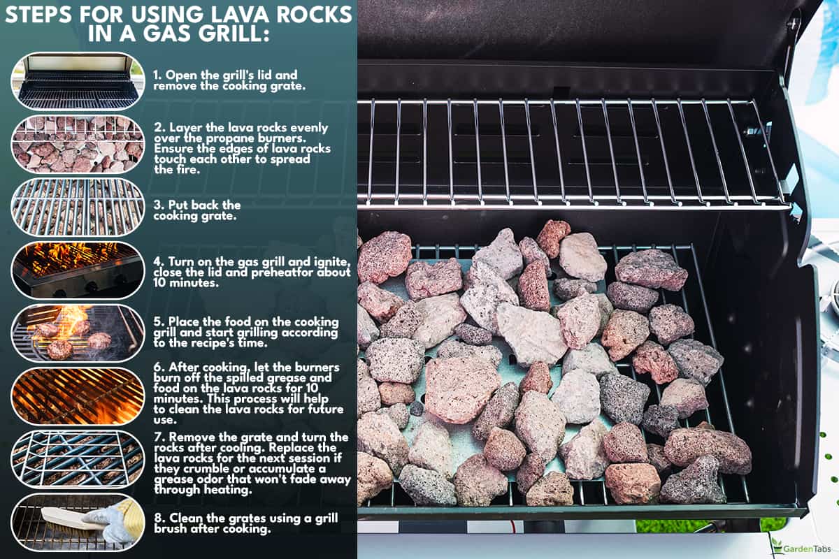 A clean barbecue grill with lava rocks for gas cooking, How To Use Lava Rocks In A Gas Grill