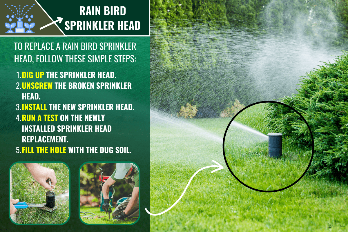 Irrigation of the green grass with sprinkler system. - How To Replace A Rain Bird Sprinkler Head [Quickly & Easily]
