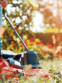 A man using a lawn mower, Mulching Mower Leaving Clumps - Why And What To Do?