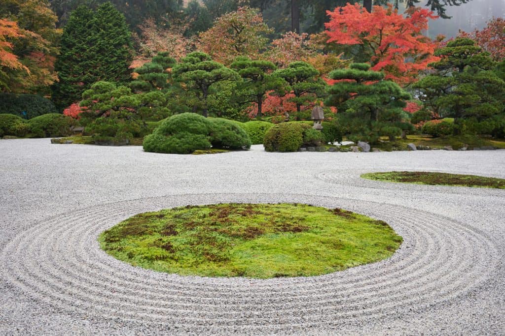 Portland Japanese Garden in fall.
