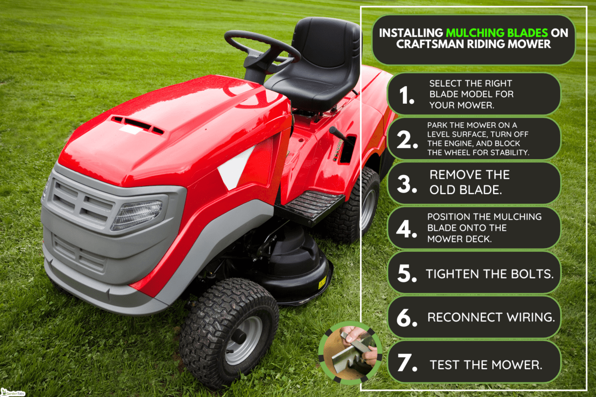 Red riding mower parked on the grass - How To Install Mulching Blades On Craftsman Riding Mower