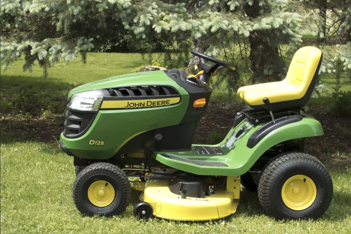 A John Deere lawn tractor in River Falls,Wisconsin on June 02,2015. Deere and Company is Headquartered in Moline,Illinois.