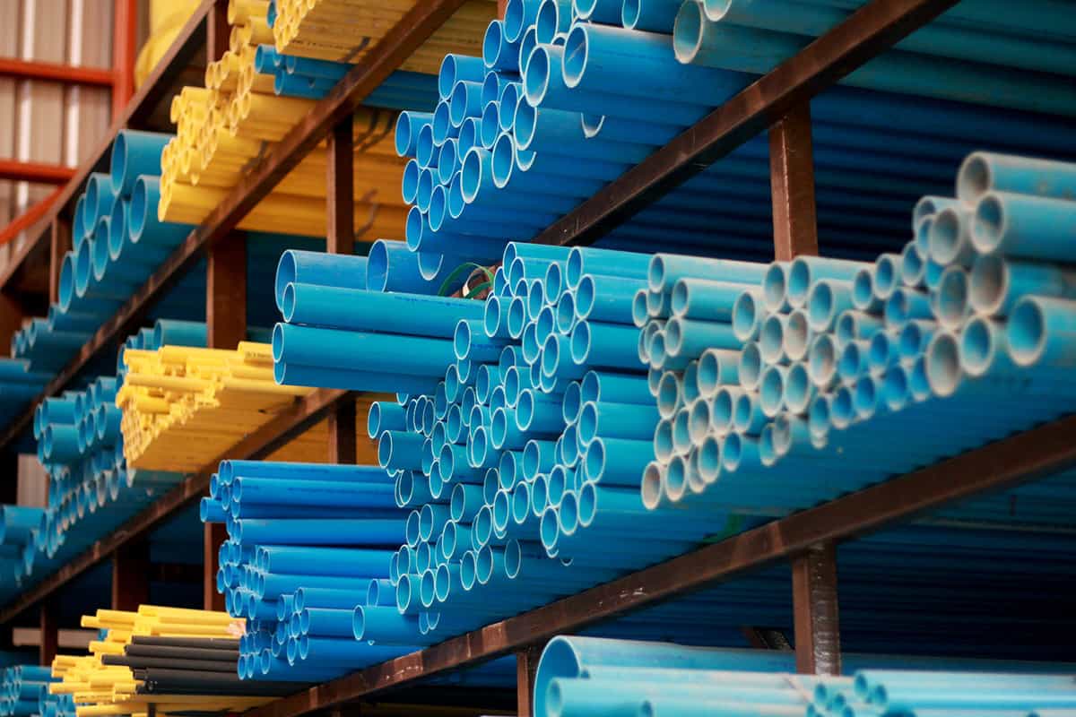 PVC pipes displayed in store or warehouse