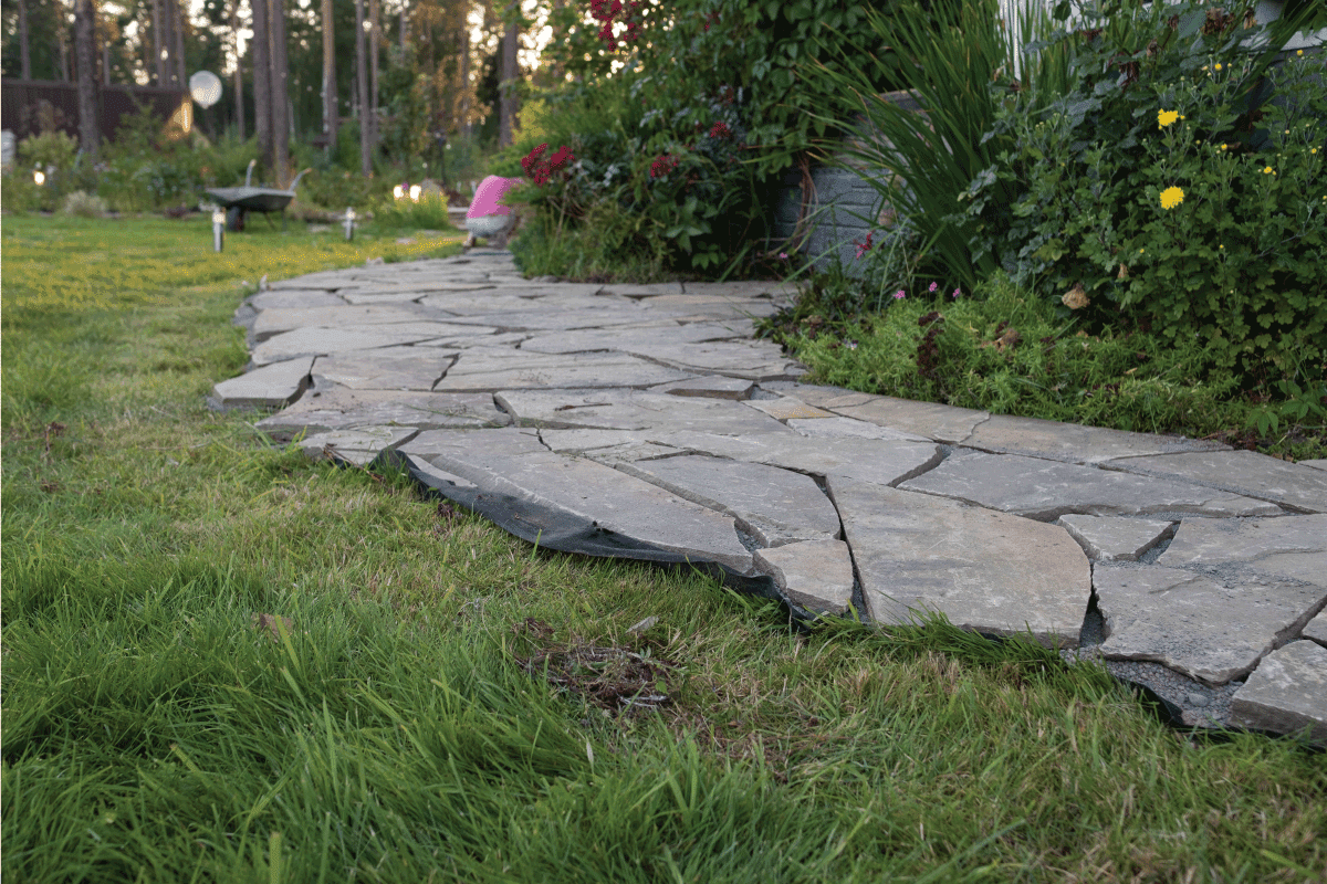 flagstone, sandstone landscaping in a country house