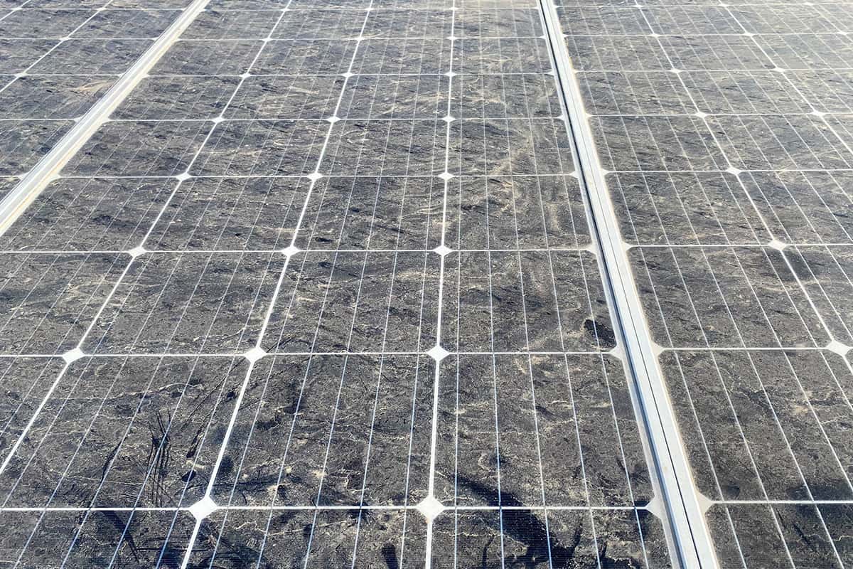 Dirt-covered solar panels