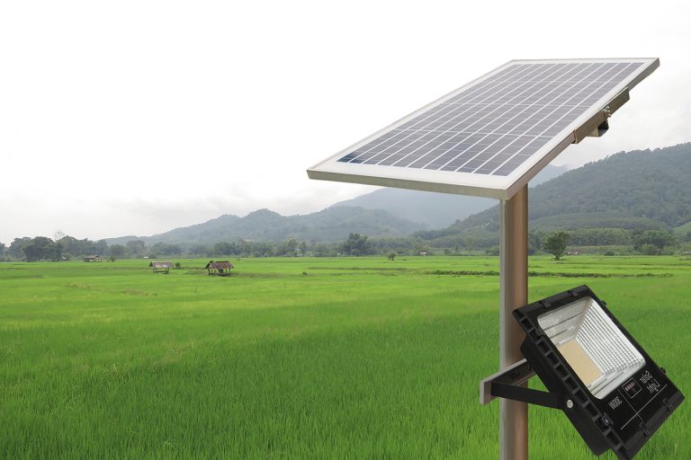 Electric light solar panel plate with LED lamp at the rural rice field, Can You Convert Solar Lights To Electric? [Yes! Here's How!]