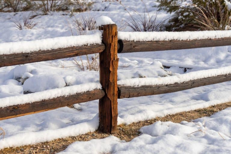 Rustic wooden fence post in a winter snow covered secene with desert plants, Can You Dig Post Holes In Winter?