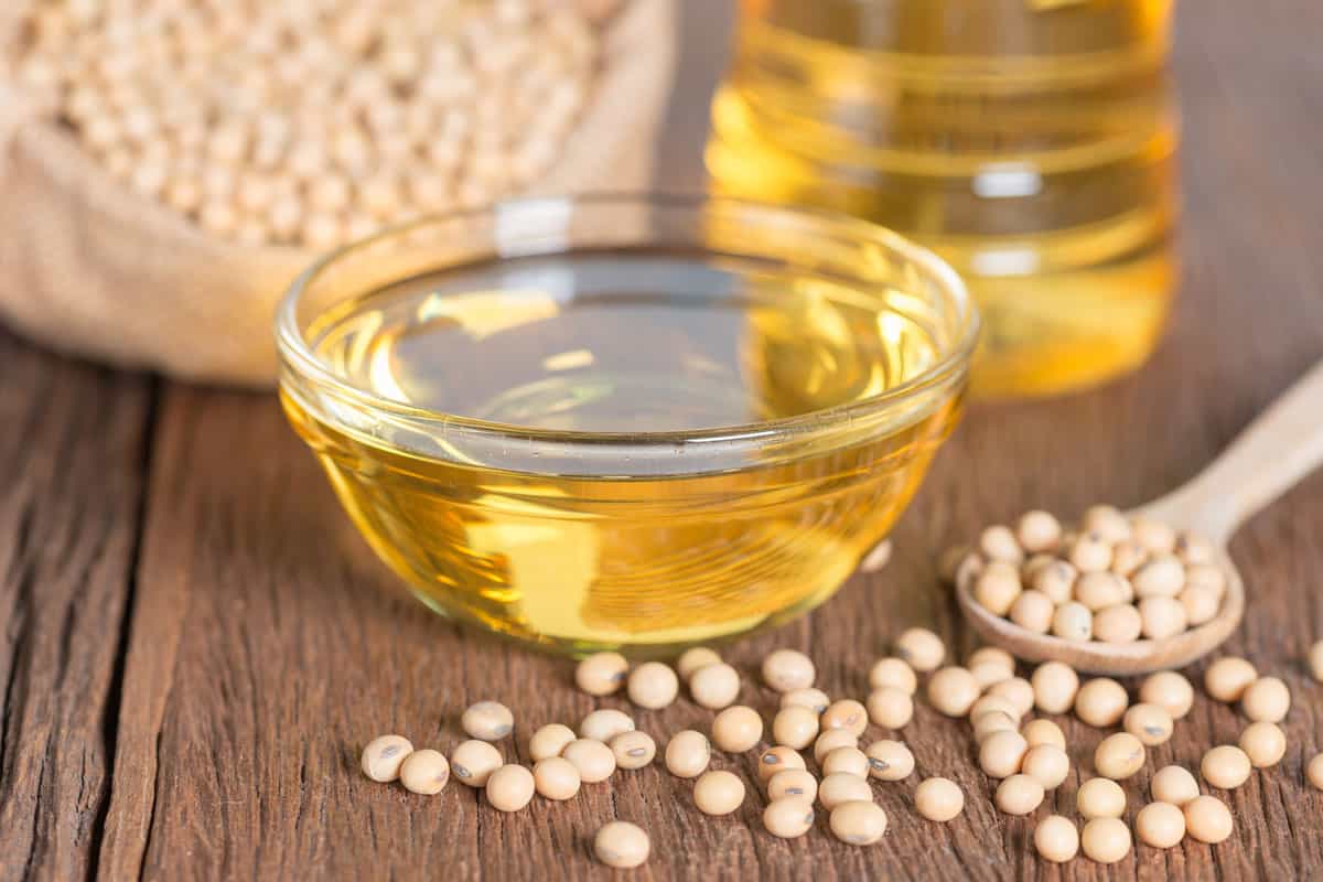 Soybean oil on the table